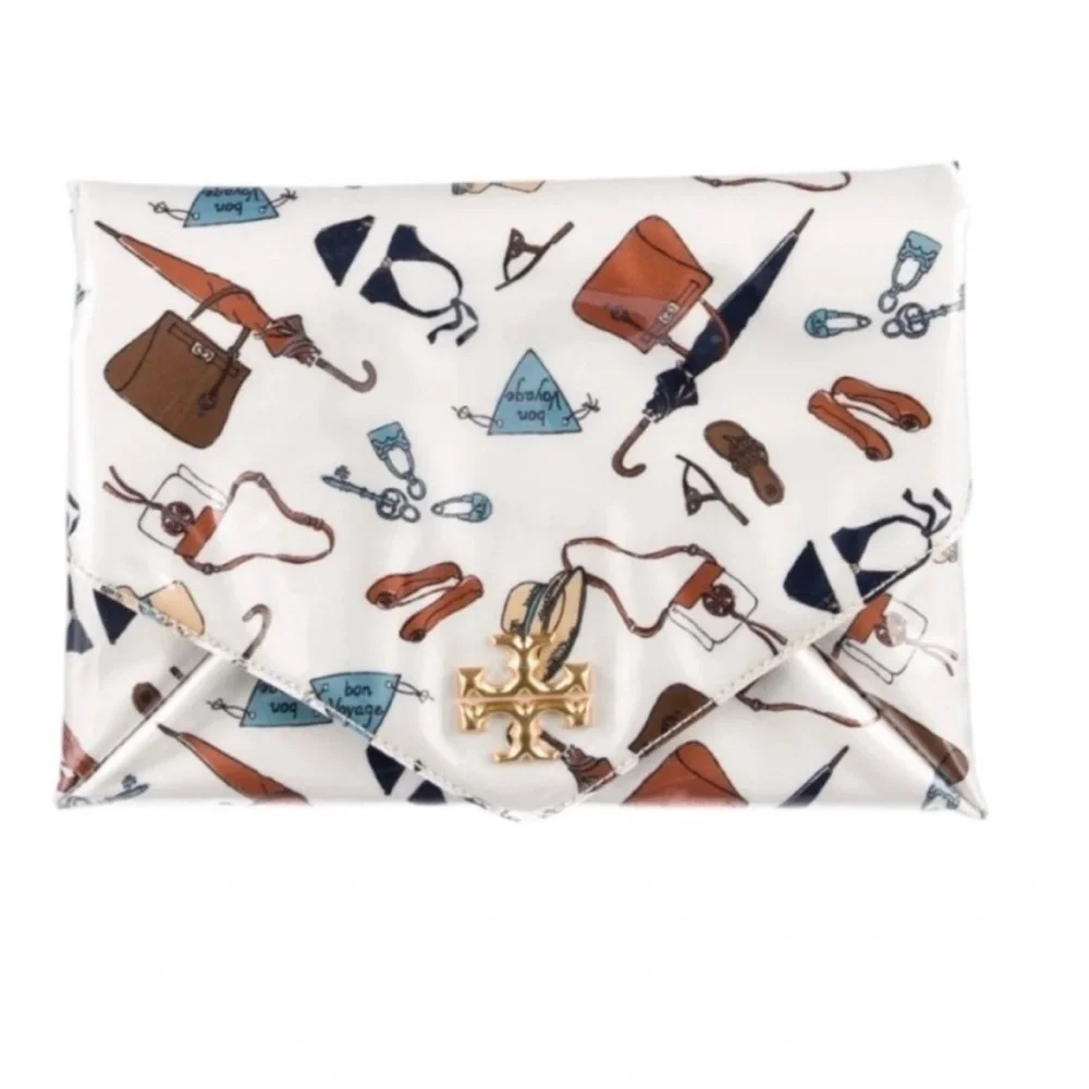 Tory Burch Ivory Beatu Accessory Pouch and sleep mask set